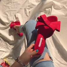 Load image into Gallery viewer, 38/5000 Real silk butterfly-knot slippers women