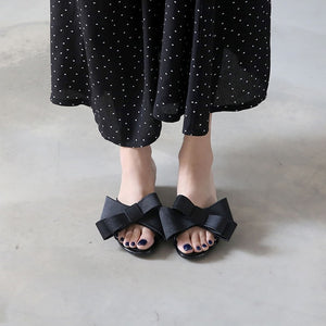 38/5000 Real silk butterfly-knot slippers women