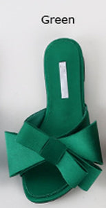 38/5000 Real silk butterfly-knot slippers women